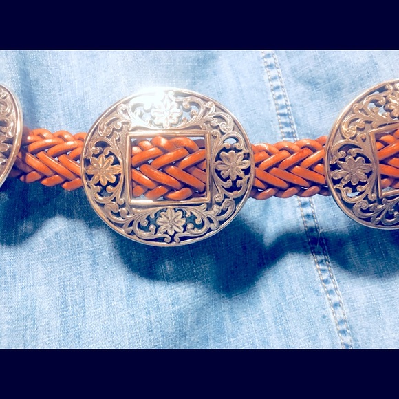 Braided leather concho belt main image 5